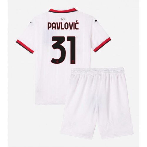 AC Milan Strahinja Pavlovic #31 Gostujuci Dres za djecu 2024-25 Kratak Rukav (+ Kratke hlače)